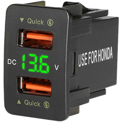 Chargeur voiture rapide 36W QC3.0 double USB étanche Vert pour téléphone