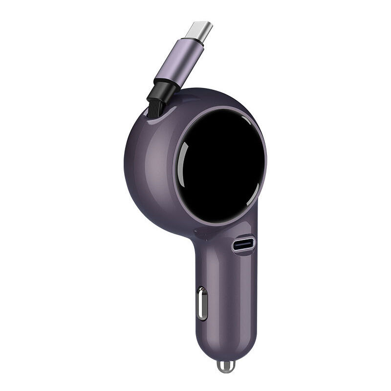 Chargeur Voiture Rétractable, Chargeur Voiture USB C 2 en 1 60W, Prise USB Voiture Chargeur Rapide