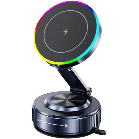 Chargeur voiture sans fil 15W magnétique 360°, support ventouse universel smartphone