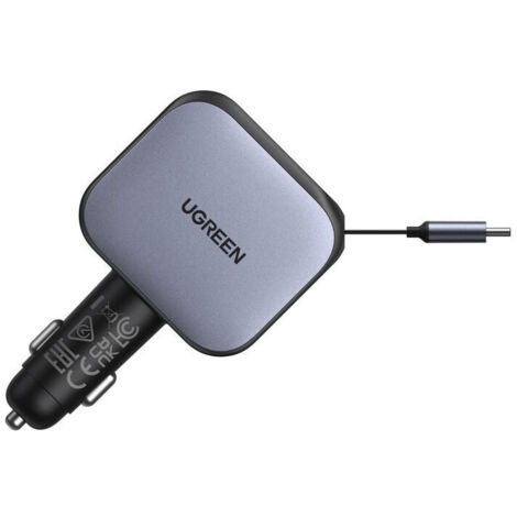 Chargeur voiture UGREEN 145W avec câble USB-C rétractable 70 cm Multi-port