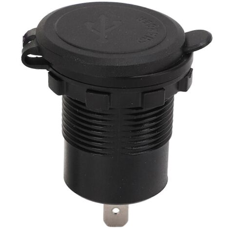 Chargeur Voiture USB Double Port QC3.0 Charge Rapide avec Interrupteur Clé et Lumière Bleue 12-24V Universel pour Moto.