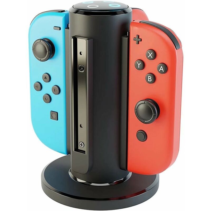 Charging Station 4 Joy-Con simultaneously for Nintendo Switch Controller, with LED Charging Indicator and USB Type C - Black