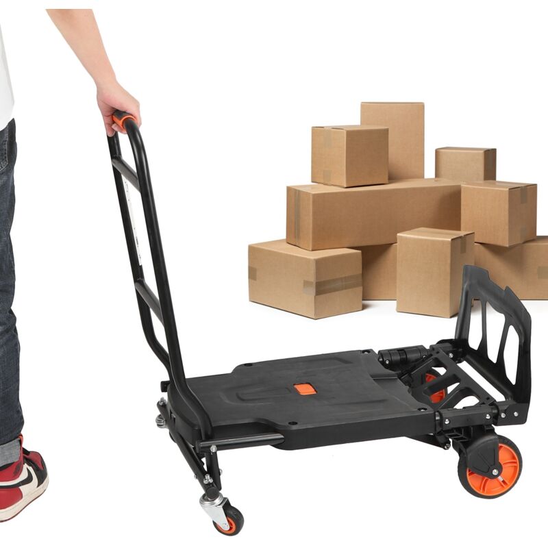 Chariot à bagages multifonctionnel avec 2 sangles pour déplacer ou caisses à boissons d'une capacité de charge jusqu'à 180 kg - Aiducho