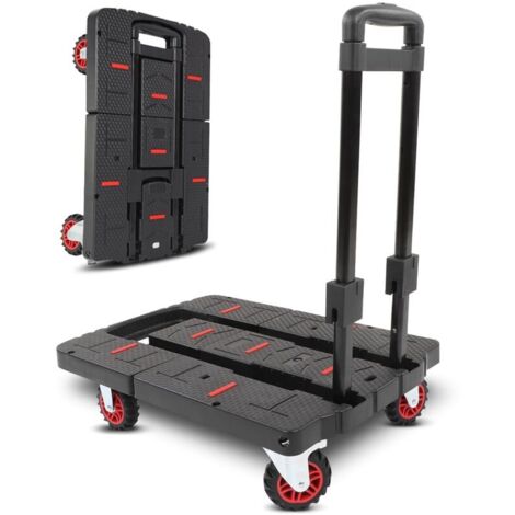 Chariot à bagages pliable, capacité de 200 kg, chariot de courses portable et réglable, chariot à main compact et robuste pour voyage, déménagement, magasinage, bureau