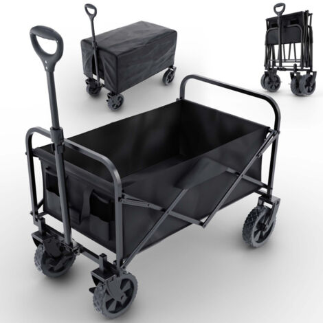 Chariot à bras chariot de transport pliable inclus housse amovible 61L Gris