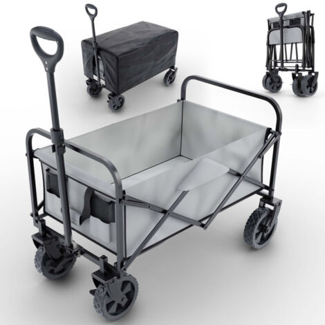 Chariot à bras chariot de transport pliable inclus housse amovible 61L Noir