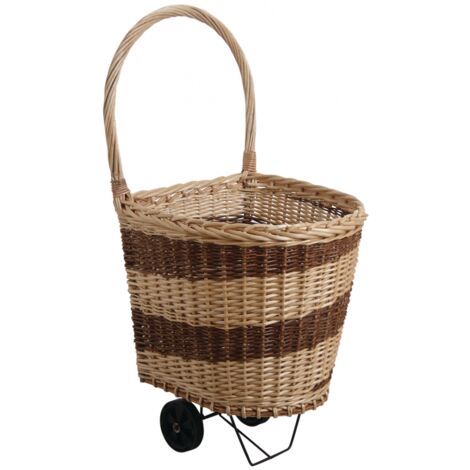Chariot à bûches en osier fort – Grande capacité de transport – Roues robustes pour surfaces irrégulières – Design élégant naturel – Jardibricodeco