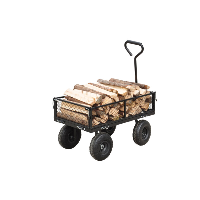 Qiyao - Chariot à bûches,Chariot à bois Charge maximale 149kg Wagon Cart pour Transport bois - RWChariot à bûches - Noir