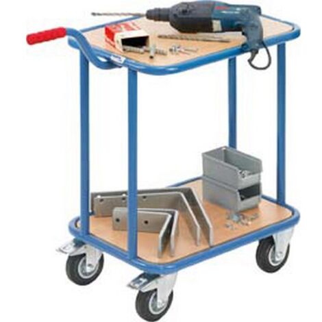 Servante avec poignée en tube d'acier, Capacité : 200 kg, Dimensions 860 x 450 x 195/770 mm, Plateau 600 x 450 mm, Poids : 15 kg