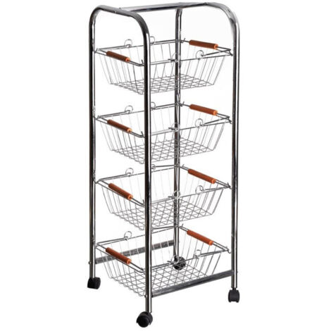 Chariot a Légumes en Métal Grillagé 4 Étages - H78cm