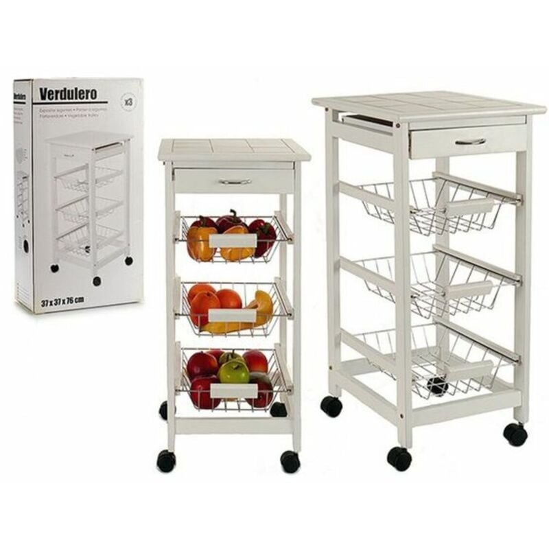 Bigbuy - Home S3606472 Chariot à légumes à 3 étages de, Matériaux divers, Multicolore, 37 x 76 x 37 cm