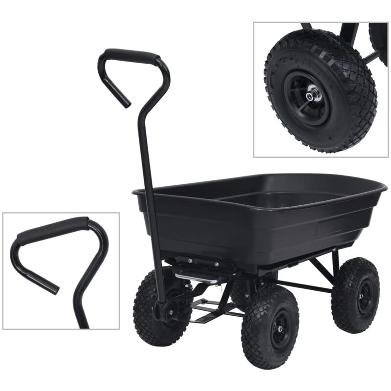 Carrello Manuale Ribaltabile Da Giardino 300 Kg 75 L Nero - Vidaxl