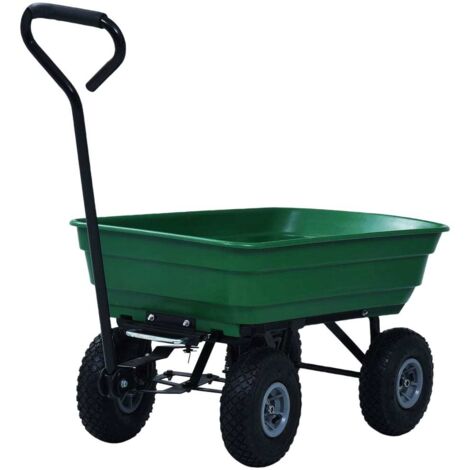 Chariot à main de jardin 300 kg 75 L Vert CFW157885