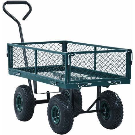 vidaXL Chariot à Main Jardin Remorque Transport Jardinage 250/350 kg Noir/Vert