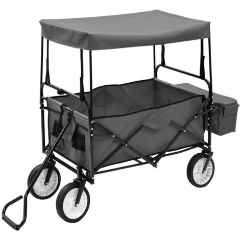 Chariot à main pliable avec toit Acier Gris CFW116404