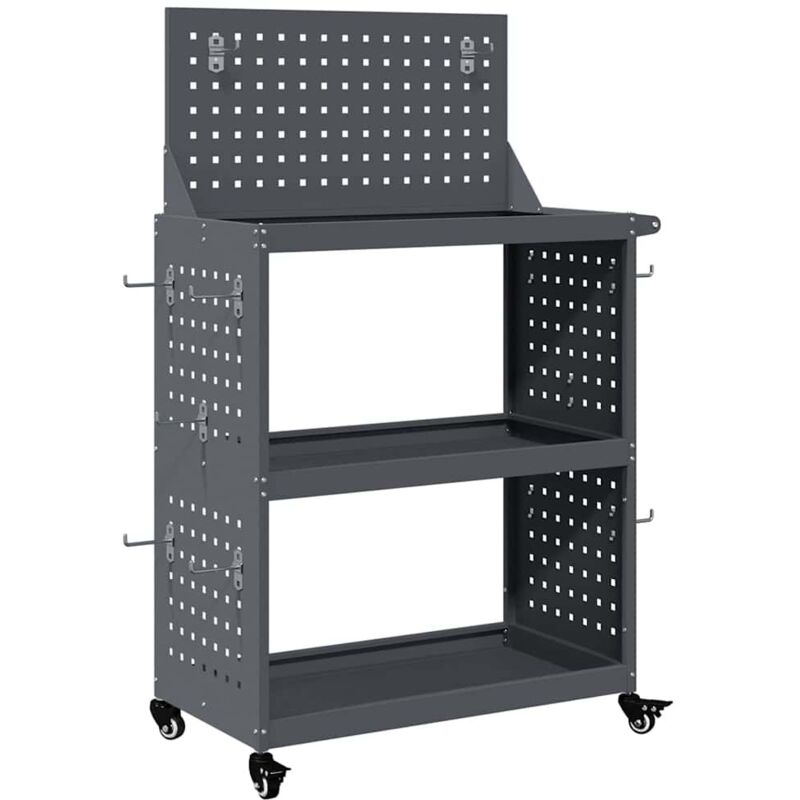 Chariot à outils avec étagère Anthracite 65 x 35 x 111 cm CFW76128