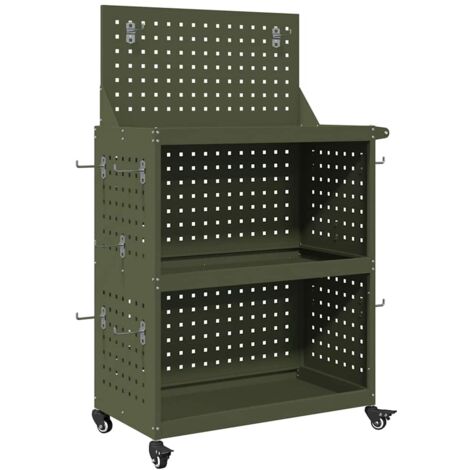 Chariot à outils avec étagère Vert olive 65 x 35 x 111 cm CFW48969