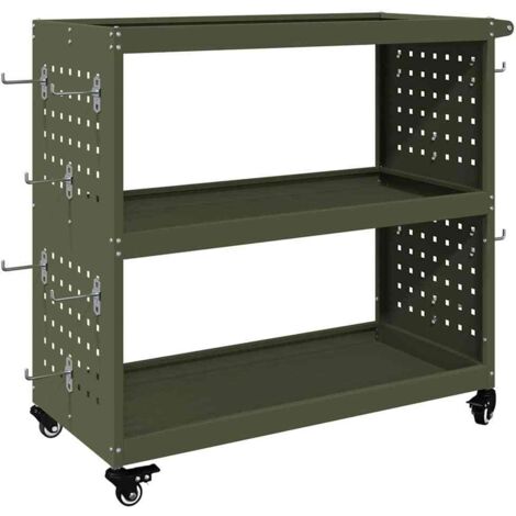 Chariot à outils avec étagère Vert olive 75 x 35 x 73 cm CFW23419