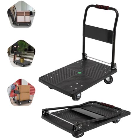 Chariot à outils Capacité de charge : 150 kg Chariot pliable à une main équipé de roues silencieuses Dimensions : 48 x 72 x 85 cm Chariot de transport silencieux (compact)