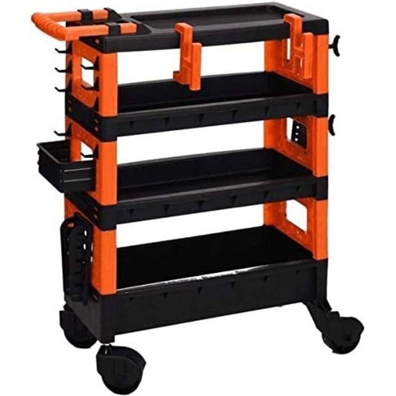Fx-tools - Chariot à outils à 4 niveaux noir et orange