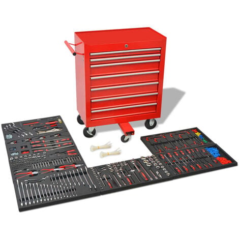 Chariot à outils pour atelier avec 1125 outils Acier Rouge vidaXL - Rouge