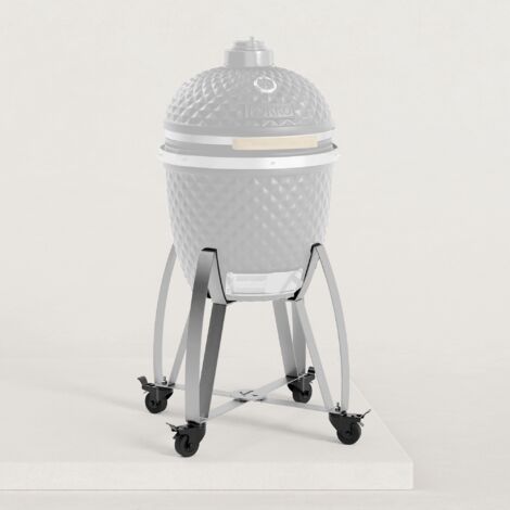 Chariot à plancha en inox brossé – Dimensions 65x55x65 cm – Hauteur 44 cm – Support pour Kamado Kokko L 18'