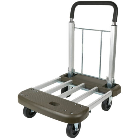 Chariot à plate-forme réglable STIER, repliable, capacité de charge 150 kg, avec poignée extensible, engin de transport à roulettes directrices, plate-forme variable, chariot