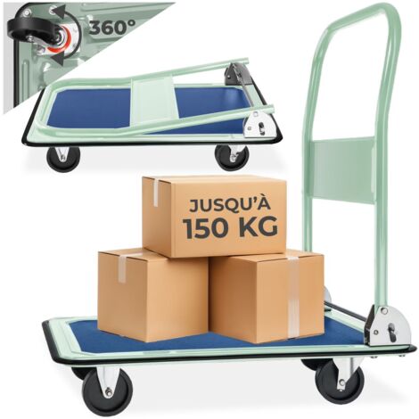 Tectake – Chariot d'atelier pliable 150 kg – Surface antidérapante – Dimensions 73x47cm – 2 roues pivotantes pour manœuvrabilité optimale
