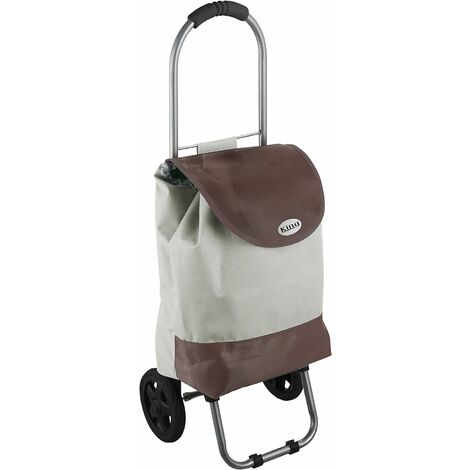 Chariot à provisions bicolore beige 38x30x90 cm – Tissu résistant à l'eau – Capacité 40 litres – Léger pour transport facile – King Home