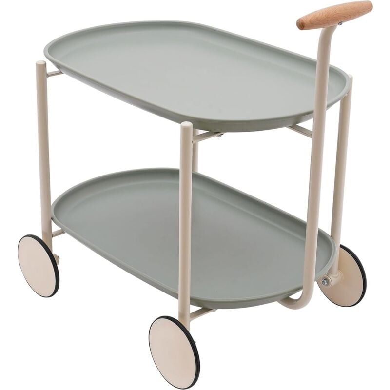 Chariot à roulettes à 2 niveaux chariot de rangement avec poignée, chariot de service Chariot de cuisine petit chariot de bar chariot de boisson