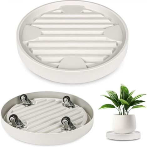 Chariot à roulettes beige pour pots de fleurs, diamètre intérieur 28.3 cm, pour intérieur et extérieur, 1 pièce