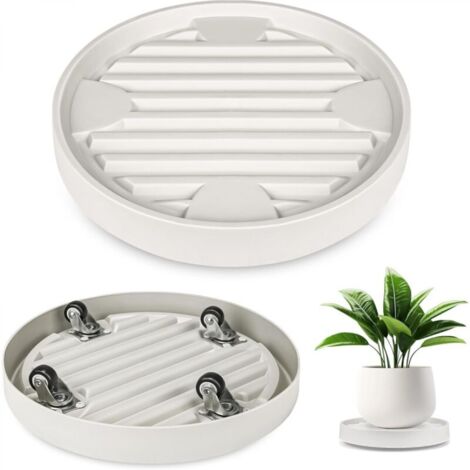 Chariot à roulettes beige pour pots de fleurs, diamètre intérieur 28.3 cm, pour intérieur et extérieur, 1 pièce