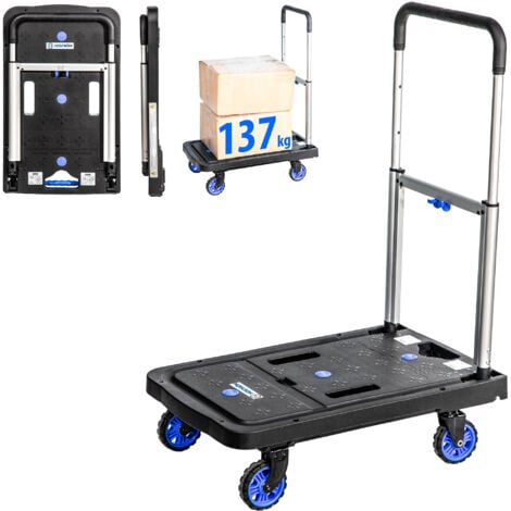 Chariot à roulettes, Chariot de rangement pliable, Demenagement, Transport matériau, Poignée télescopique, Charge max. 137kg, Garantie 5 ans, Hostrom