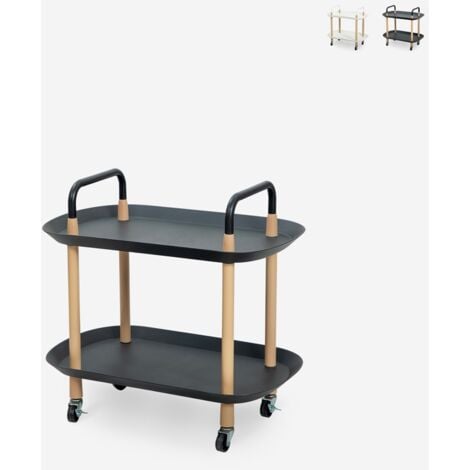 AHD AMAZING HOME DESIGN Chariot à roulettes moderne pour repas 2 étagères blanc noir Wala - Noir