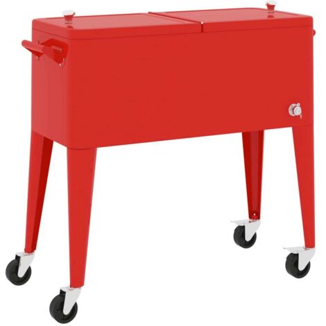 Chariot à roulettes pour glacières rouge 92x43x89 cm CFW349451