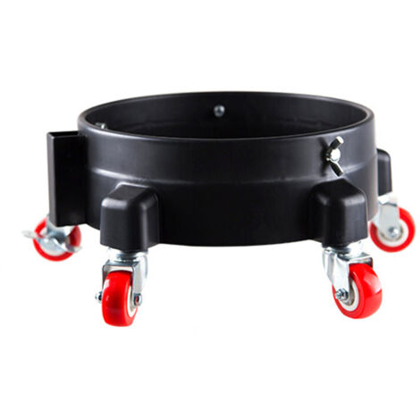 Chariot à roulettes pour lavage de voiture, chariot robuste en plastique pour fût, avec 5 roulettes pivotantes, noir