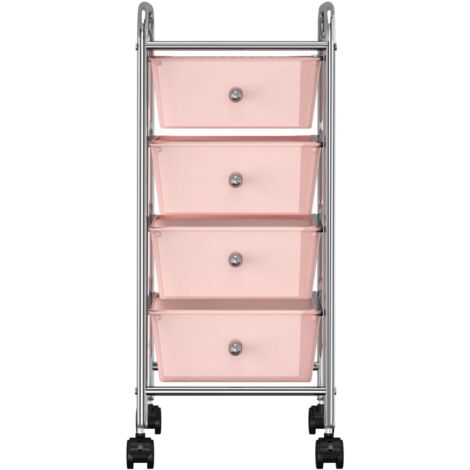 Chariot à roulettes pour Maison,Salon,Chariot de rangement mobile à 4 tiroirs Rose Plastique -40075