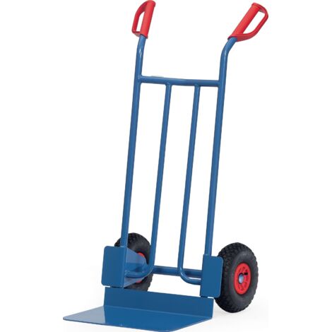 Chariot à sac avec pelle L300xB480mm, hauteur 1150mm, capacité 250kg, pneus pneumatiques, bleu