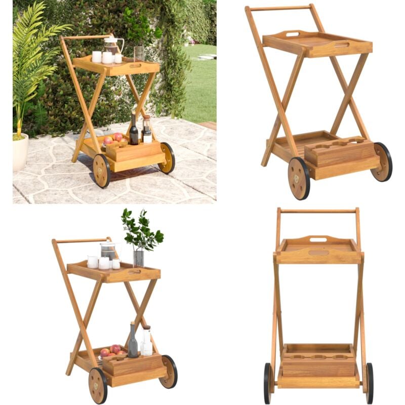 Chariot à thé 54x87x90 cm bois massif d'acacia - Chariot à Thé - Chariot Roulant - Meuble En Bois - Acacia - Mobilier Extérieur - Home & Living