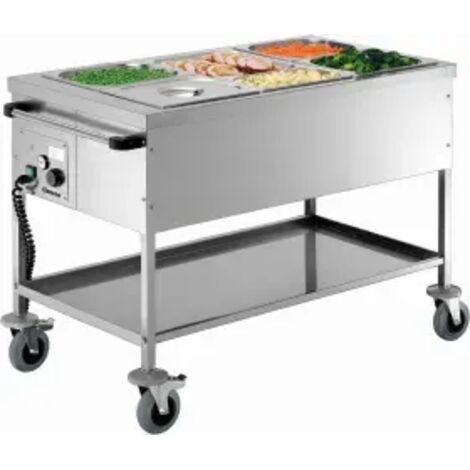 Chariot bain-marie professionnel 3 Bacs GN 1/1 sans Robinet - Bartscher