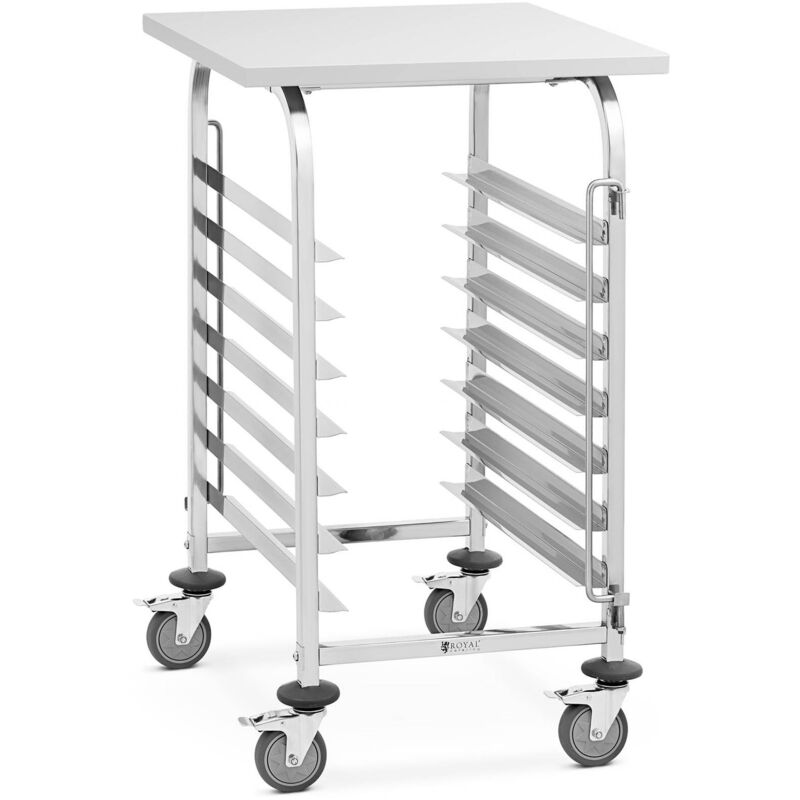 Royal Catering - Chariot Échelle Boulangerie Pâtisserie Inox Service 7 Niveaux + Tablette 80 kg