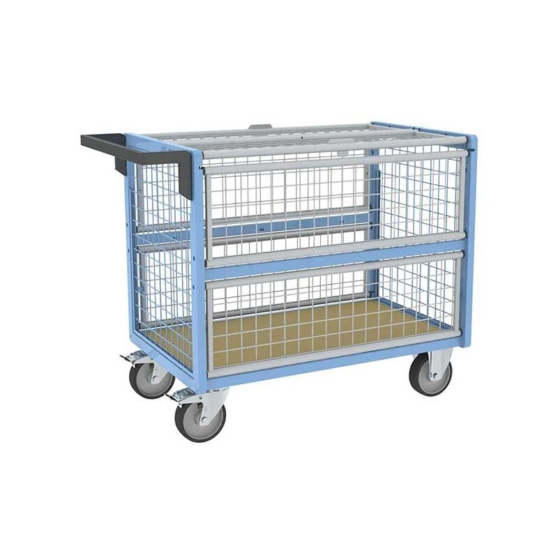 Chariot conteneur grillagé fermé - Plateau 985x565mm - Charge max 500kg - 800726223