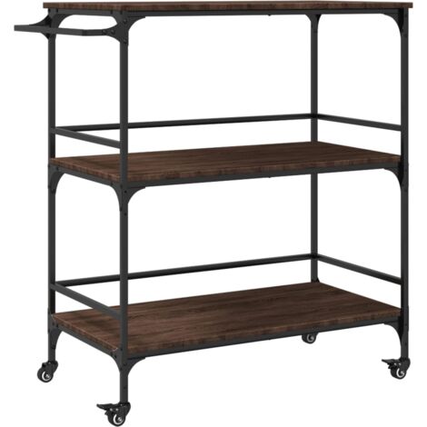 Chariot cuisine chêne marron 100,5x50x105 bois d'ingénierie