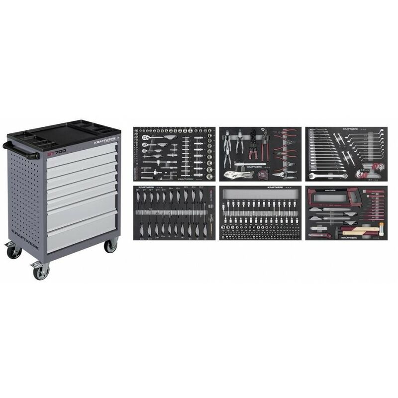 Kraftwerk - Chariot d'atelier BT700 avec 7 tiroirs équipé 301 pcs