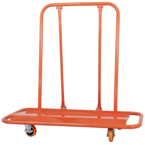 Chariot d'atelier pour plaques de plâtre-Transport robuste 1000 kg-2 roues fixes et pivotantes-Dimensions 116 x 57 x 114 (cm)