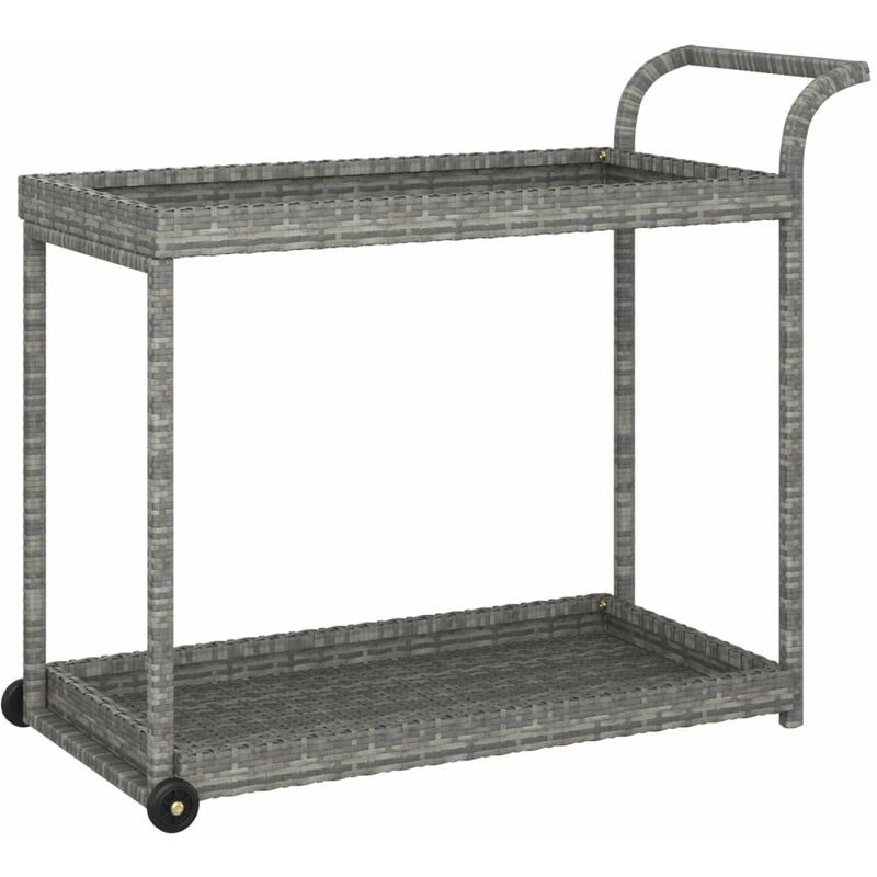 Chariot de bar Gris 100x45x83 cm Résine tressée