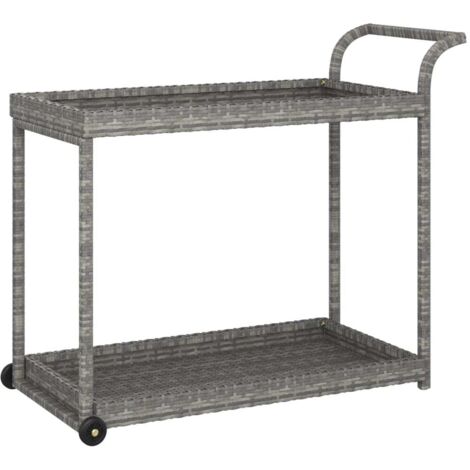 Chariot de bar Gris 100x45x83 cm Résine tressée CFW889312