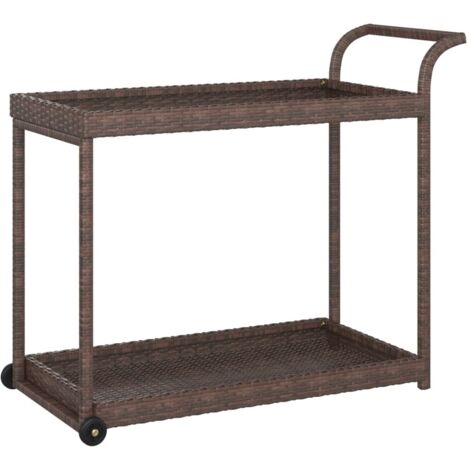 Chariot de bar Marron 100x45x83 cm Résine tressée CFW871032