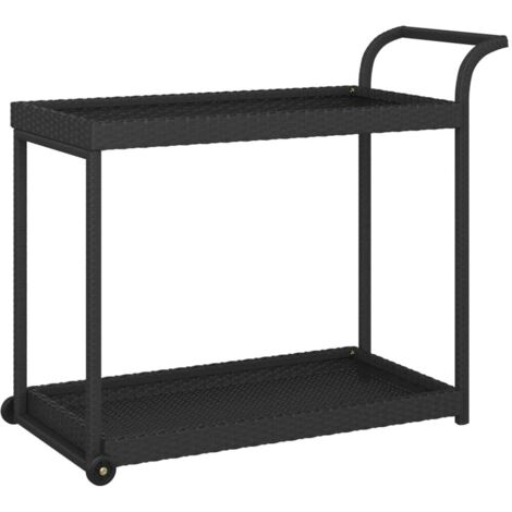 Chariot de bar Noir 100x45x83 cm Résine tressée CFW988734