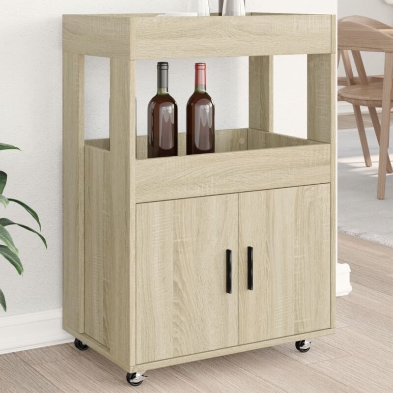 Chariot de bar chêne sonoma 60x39,5x89 cm bois d'ingénierie Vidaxl